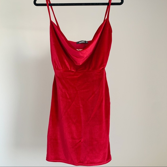 Missguided Velvet Cowl Neck Mini Dress - Picture 2 of 4